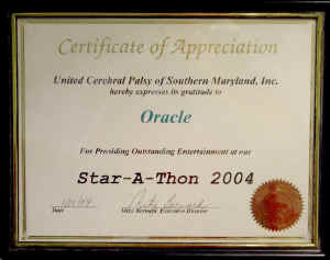 Certificate of Appreciation from United Cerebral Palsy Association. Click for enlarged view.