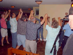 At the end of each evening everyone joins hands to sing along with the band "Proud To Be An American"