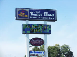 Sign announcing Oracle performance at Kahuna's Nightclub in Hagerstown Maryland