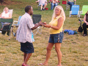 Dancing out in front of the stage at the 2008 Laurel Lakes Maryland concert