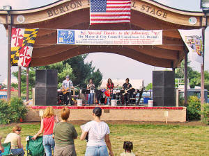 Long distance view of Oracle on stage at Laurel Lakes concert