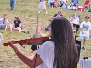 Nikki on fiddle as she looks out on the appreciative crowd