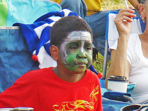The face painters were busy all day, as is evidenced by this young man's appearance