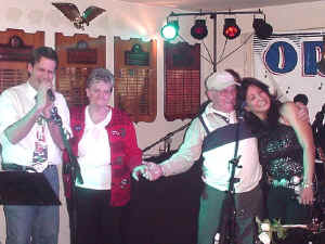 Mamma Lil & Papa John on stage with the band at the American Legion. Click for enlarged view