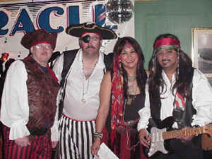 The band in our Halloween costumes at Perry's Restaurant. Click for enlarged view