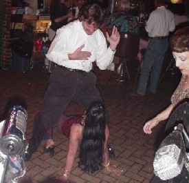 Click for enlarged view. The dancers get wild and crazy as the party at Perry's continues.